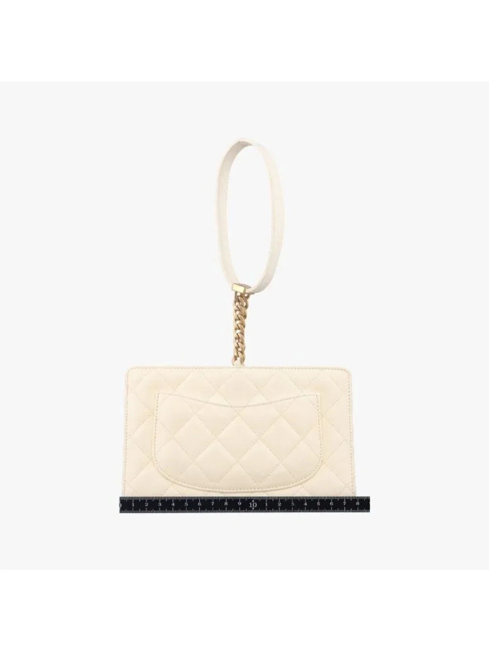 Chanel Quilted Bijou Large Golden Ball Wristlet Clutch White Lambskin
